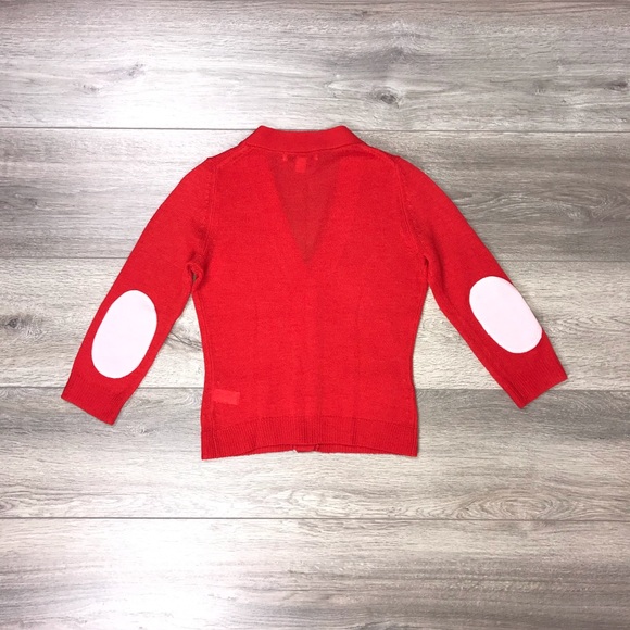 NWOT Banana Republic Elbow Patch Cardigan Sweater XS Red Pink - Picture 2 of 9